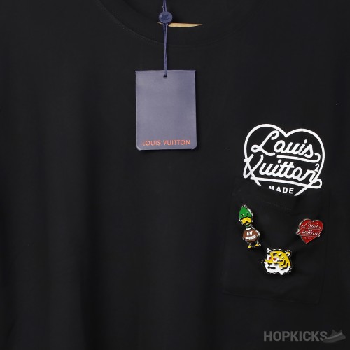 L*V Made Front Pocket Badges Black T-Shirt